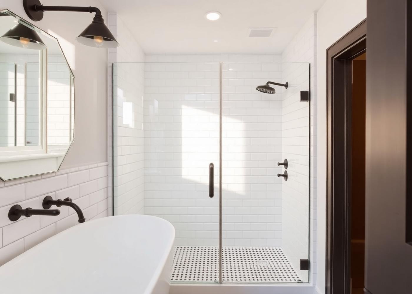 Remodeled bathroom with tiled walk-in shower in a North Mankato home